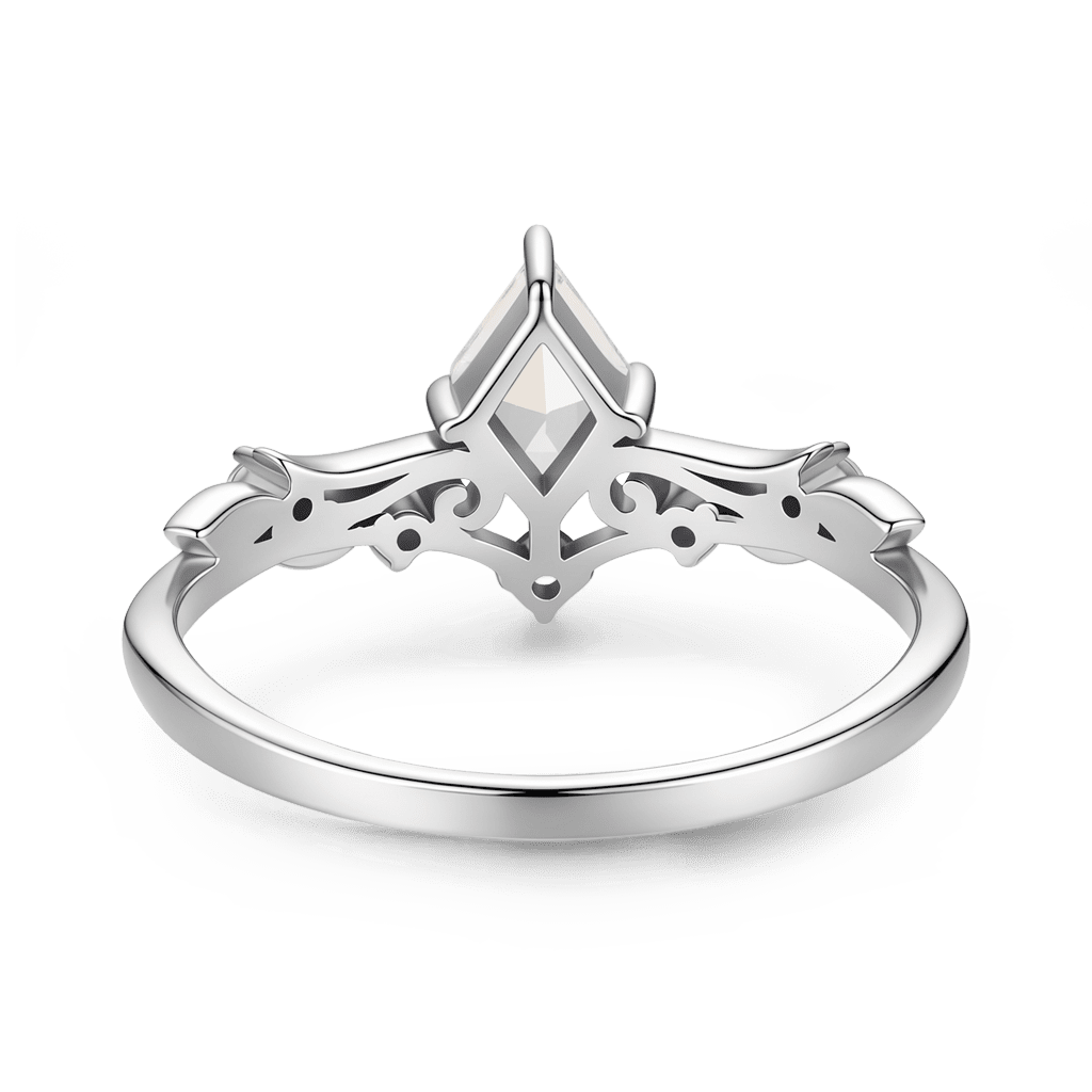 Gnoce Leaf & Vine Diamond-cut Engagement Ring Platinum-plated Silver Blend_5