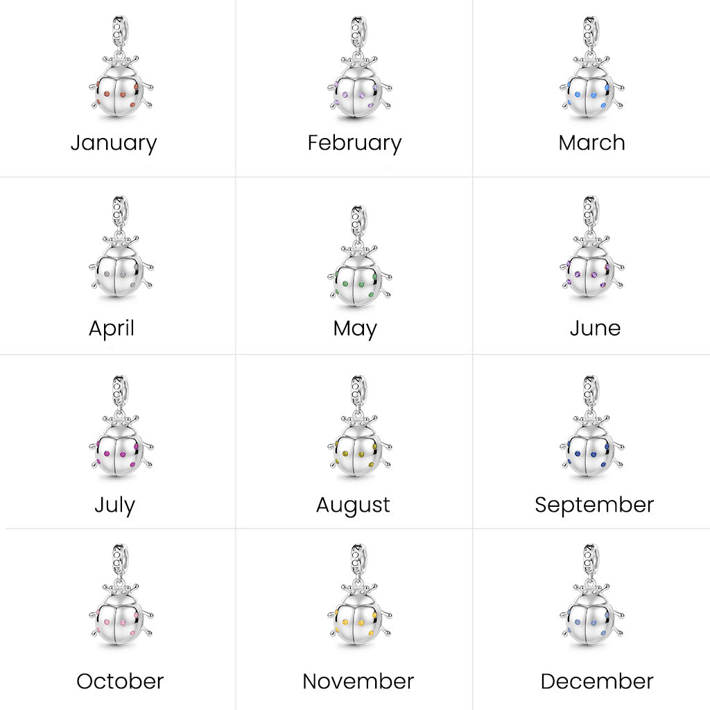 Gnoce Glow-in-the-Dark Beetle Birthstone Charm Platinum-plated Silver Blend_7