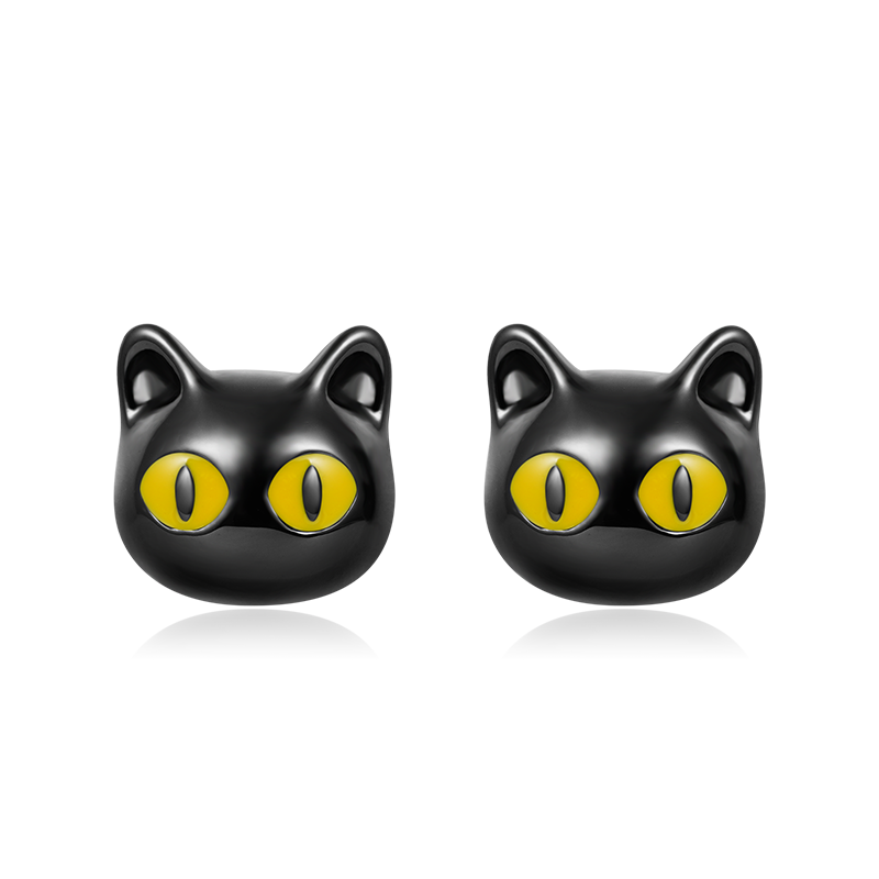 Gnoce Black Cat Stud Earrings_1