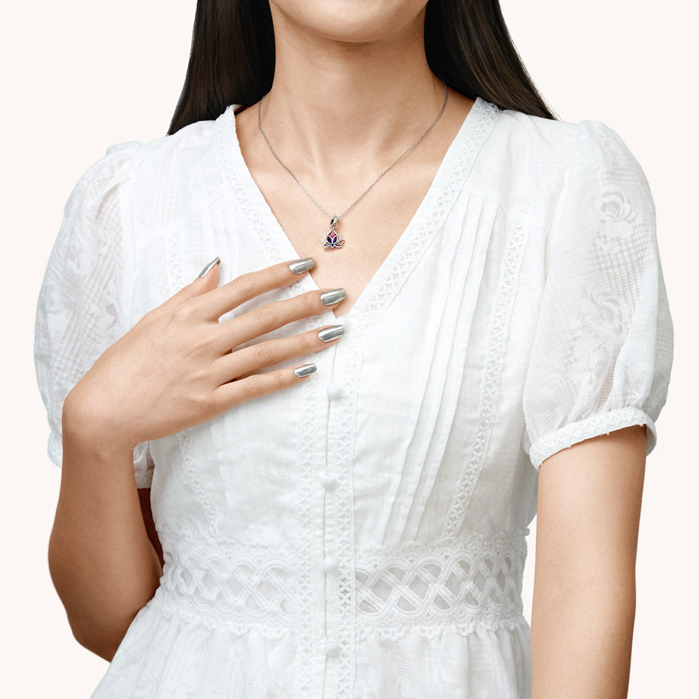 Gnoce Lotus Flower Pendant Dangle Charm_6