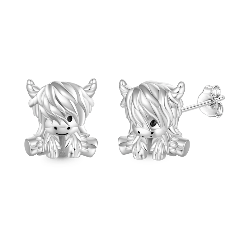 Gnoce Scottish Highland Cow Stud Earrings_2