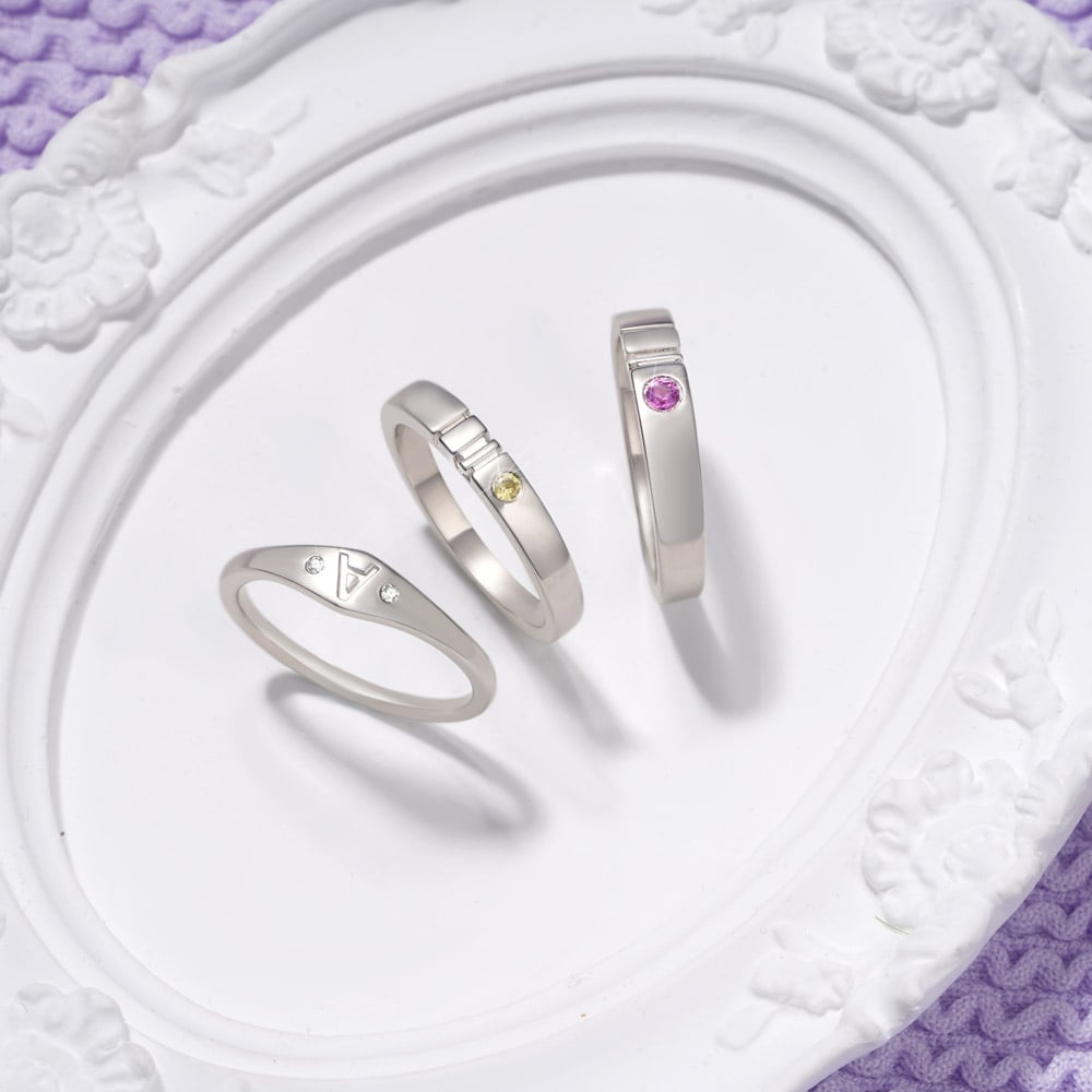 Gnoce Personalized Initial Letter Single Ring_3