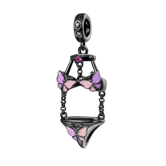 Gnoce Sexy Black Pink Butterfly Underwear Pendant Dangle Charm_1