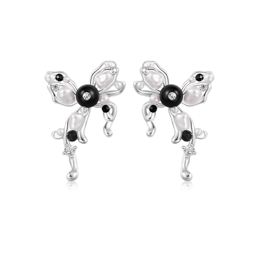 Gnoce Sweet Y2K Bow Ribbon Stud Earrings_1