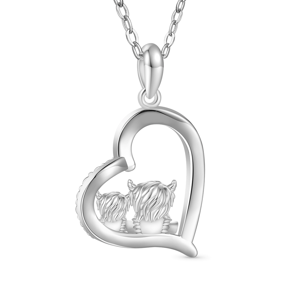 Gnoce "I love you forever" Highland Cow Heart Necklace_2