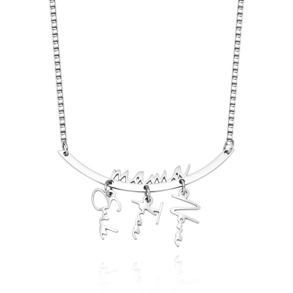 Gnoce Family Personalized Names Hanging Necklace with 1-7 Names_1