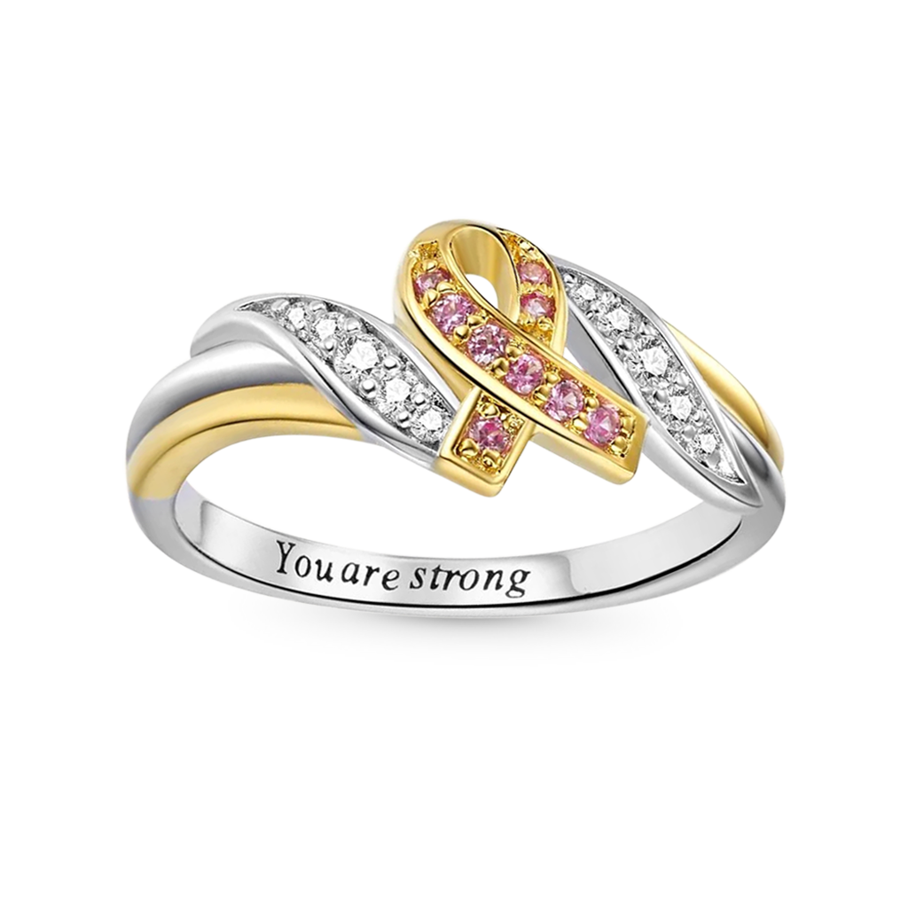 Gnoce Personalized Breast Cancer Awareness Ribbon Ring_1