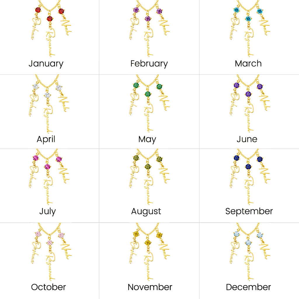 Gnoce Multi-Script Name Birthstone Lariat Necklace_5
