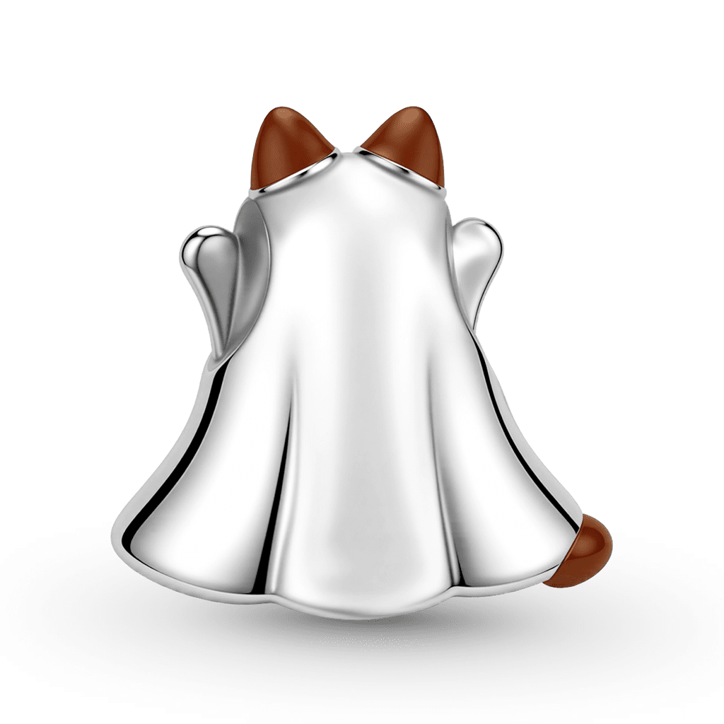 Gnoce Ghost Cat Charm Platinum-plated Silver Blend_5