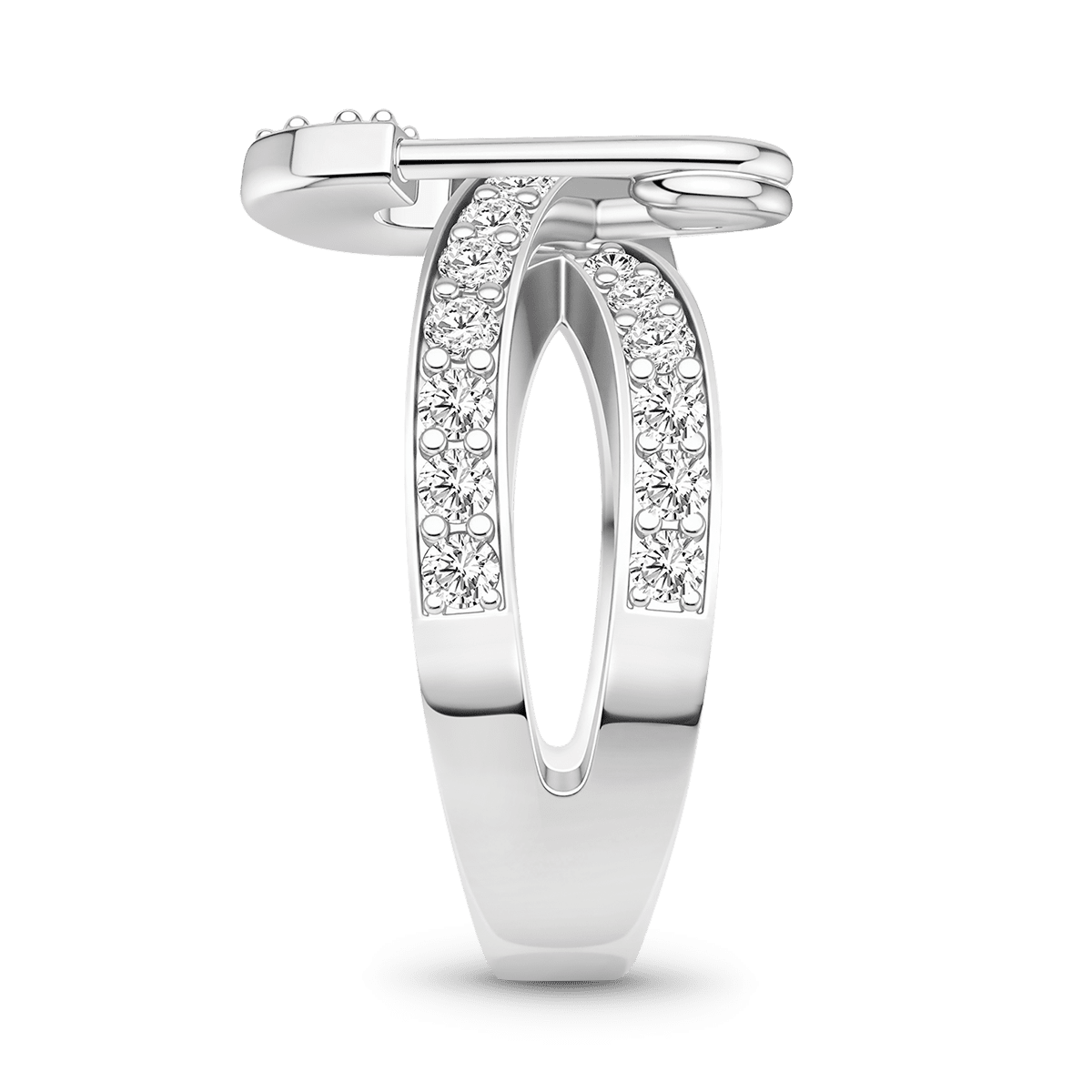 Gnoce Safety Pin Interlocking Bands Ring Platinum-plated Silver Blend_5