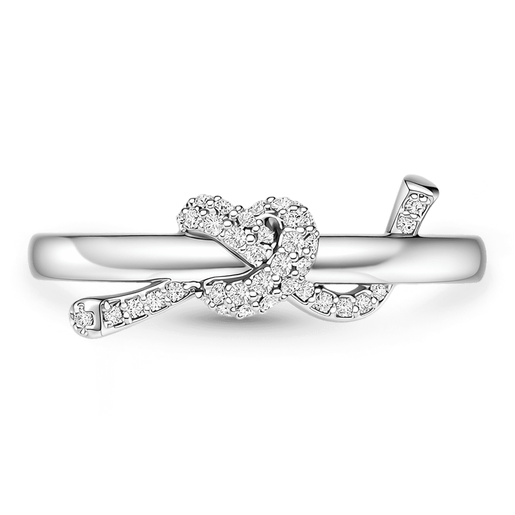 Gnoce Sparkling Heart Knot Ring Platinum-plated Silver Blend_1