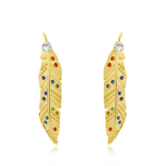 Feather Ear Studs Sterling Silver 18k Gold Plated_1